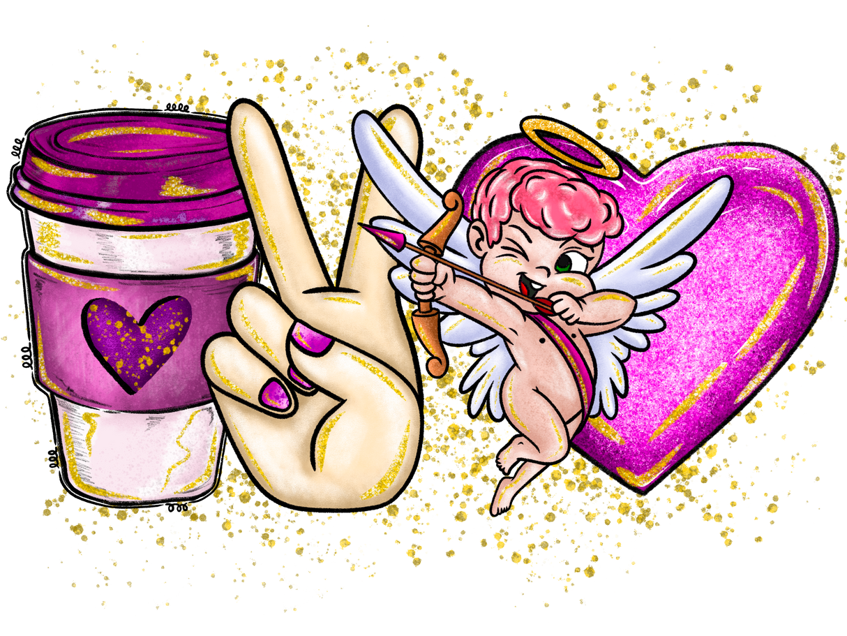 "Coffee Peace Valentine" DTF TRANSFER