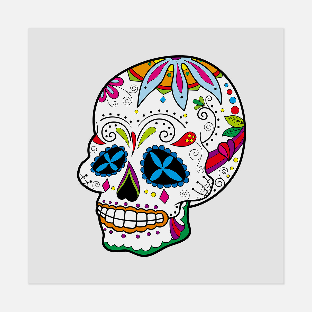 Dia De Los Muertos Skull 9 DTF Transfer