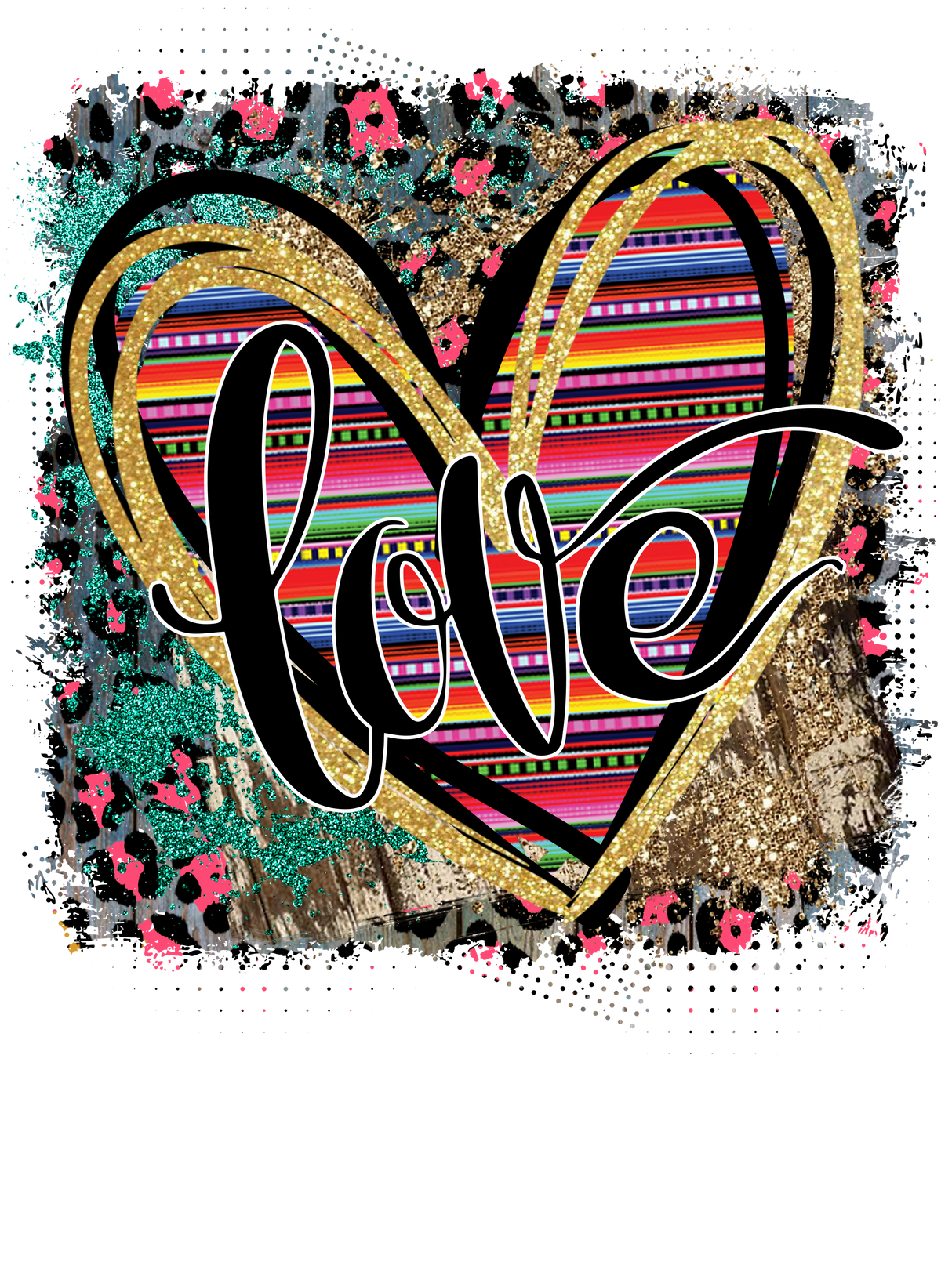 "Love Leopard Serape Heart Valentines Day" DTF TRANSFER