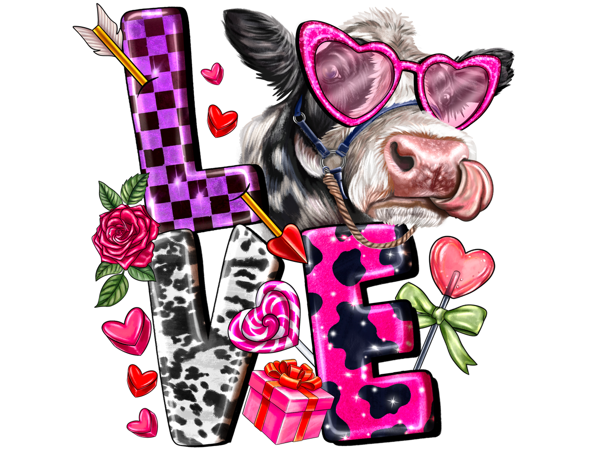 "Love Valentine Cow" DTF TRANSFER