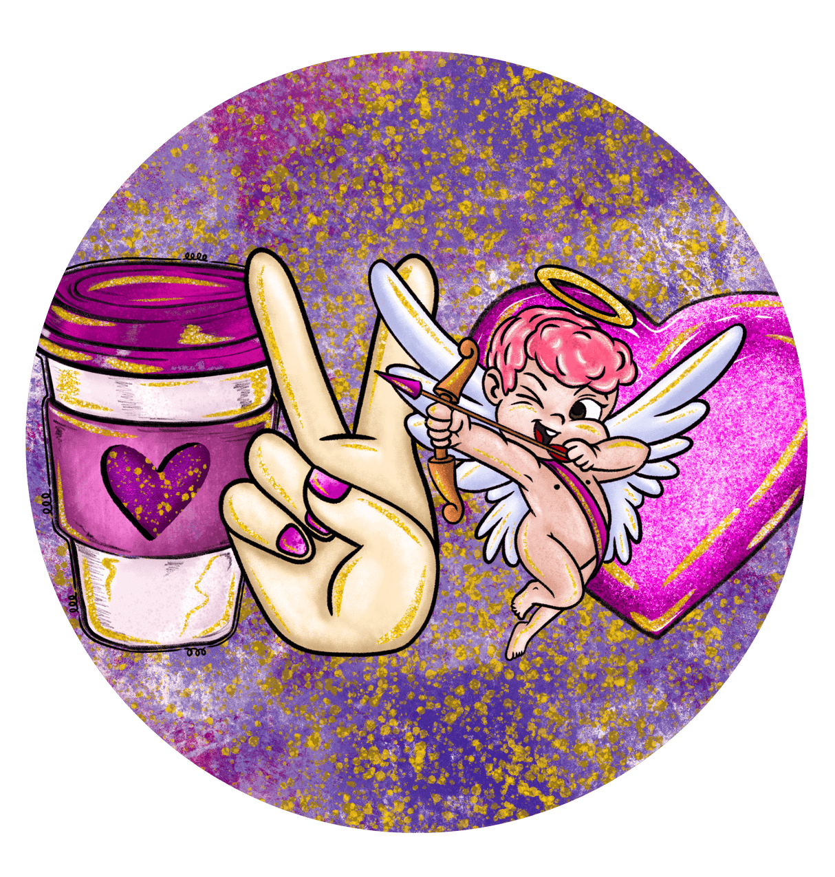 "Cup Peace And Cupid" DTF TRANSFER