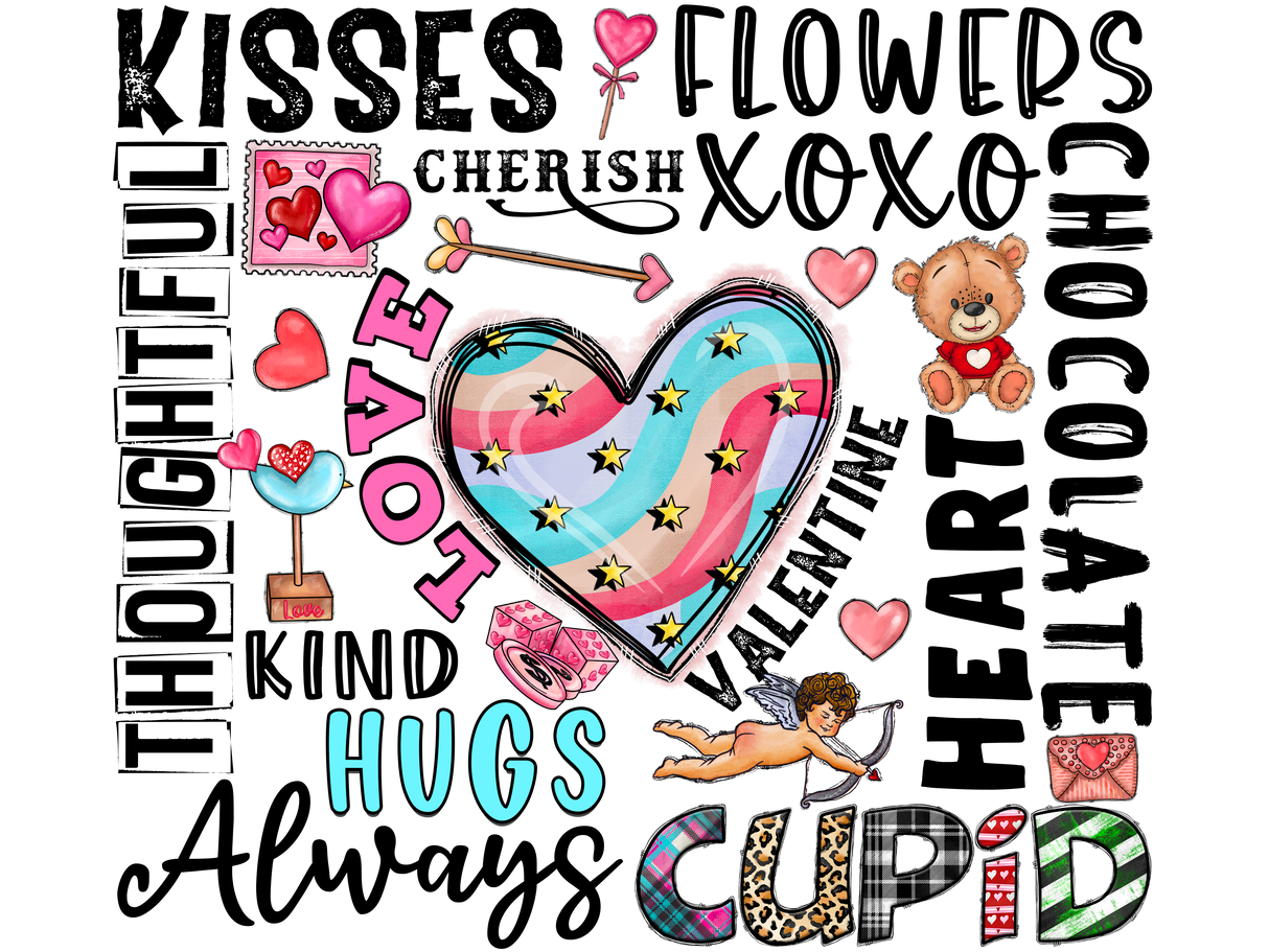 "Kisses Flowers Valentine" DTF TRANSFER