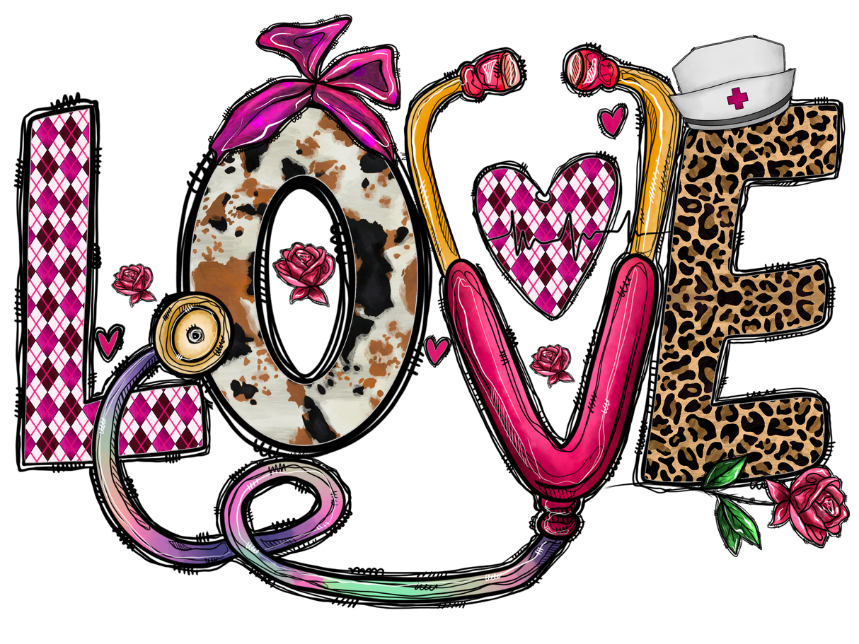 "Love Valentine Nurse" DTF TRANSFER