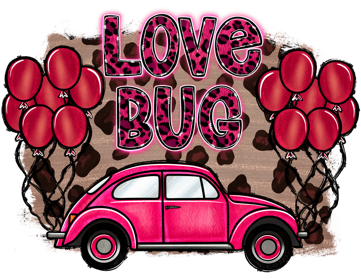 "Pink Love Bug Car" DTF TRANSFER