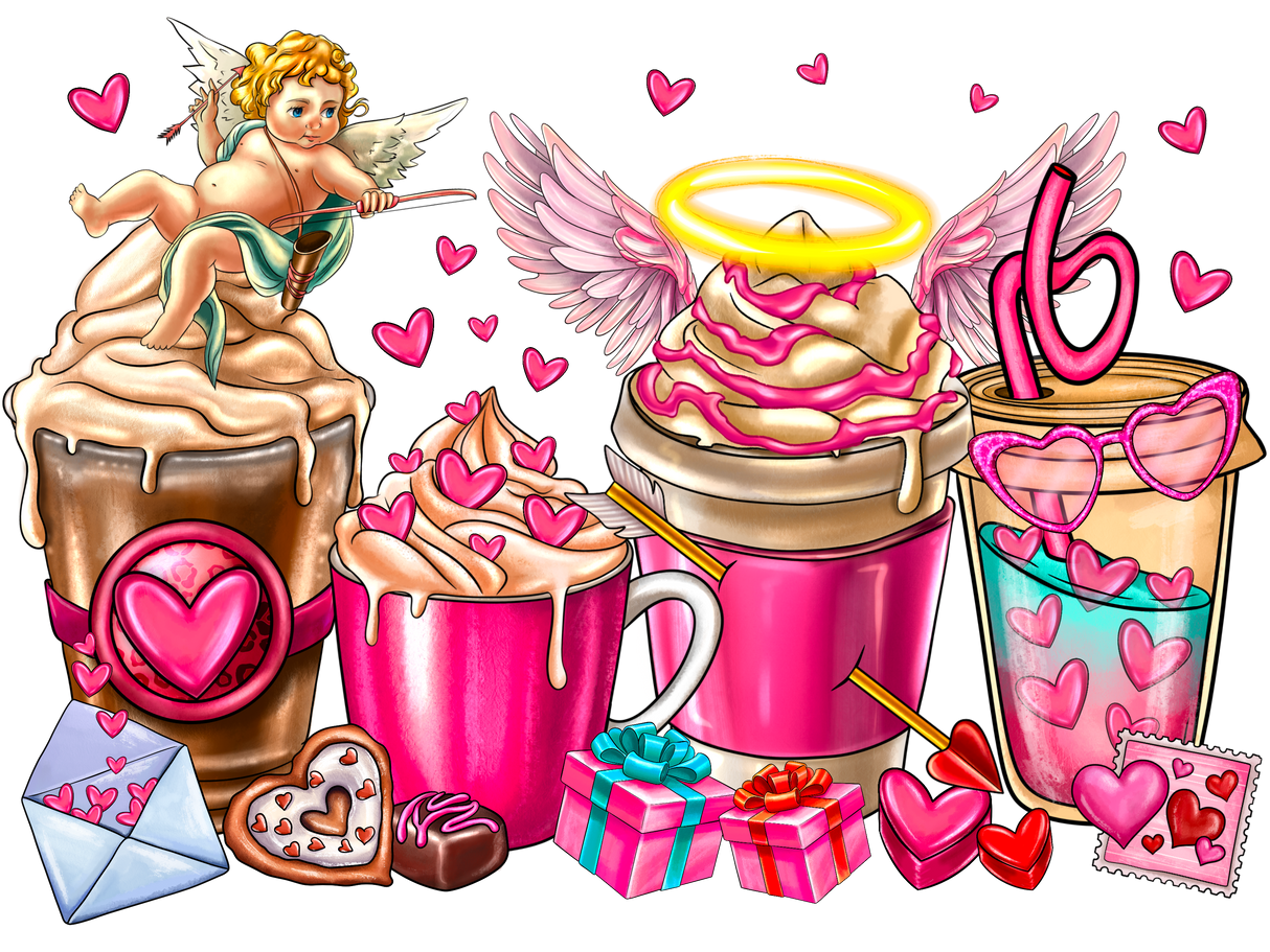 "Valentine Coffee Cups" DTF TRANSFER