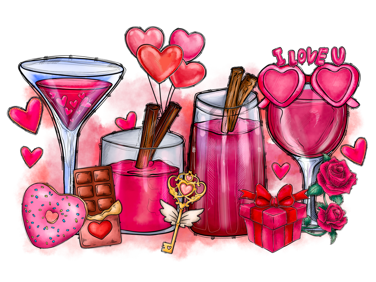 "Valentine Day Wine" DTF TRANSFER