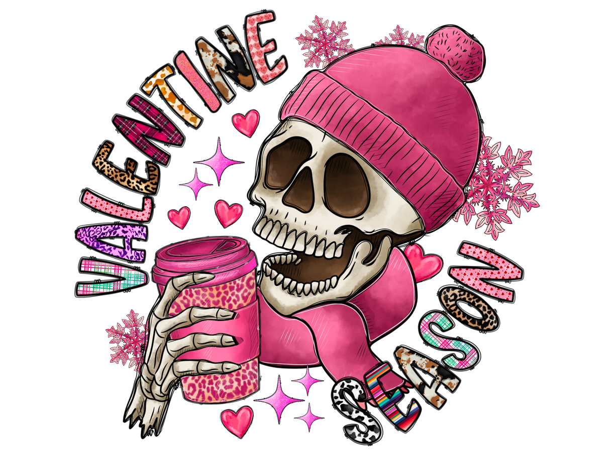 "Valentine Season Skull" DTF TRANSFER