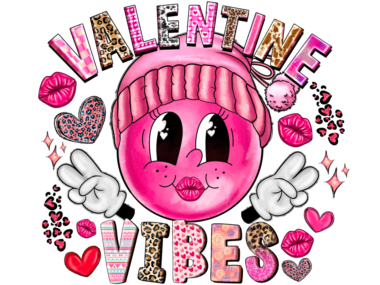 "Valentine Vibes Smiley Face" DTF TRANSFER