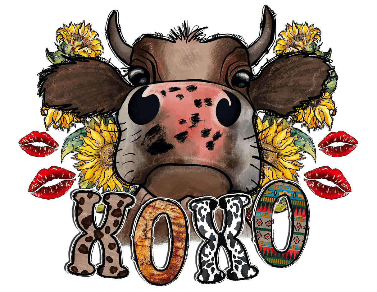 "XOXO Cow Horn" DTF TRANSFER