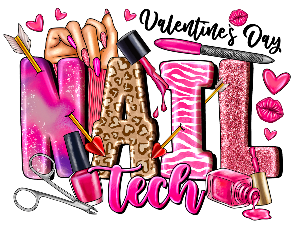 "Valentines Day Nail Tech" DTF TRANSFER