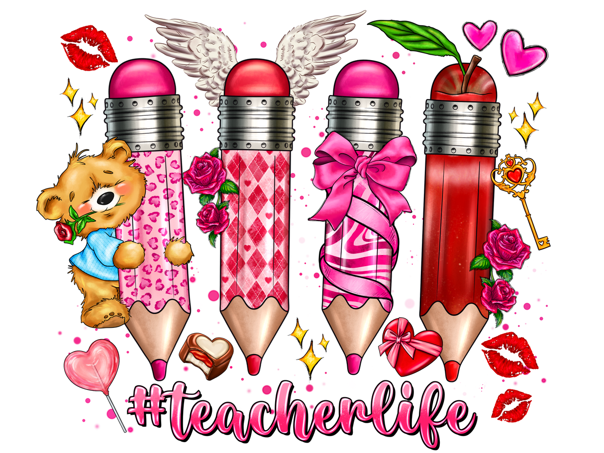 "Valentines Day Teacher Life" DTF TRANSFER