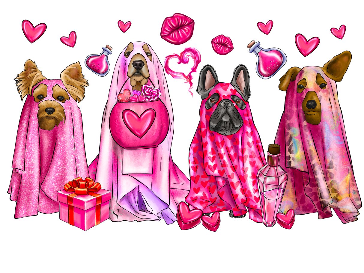 "Valentines Day Ghost Dog" DTF TRANSFER