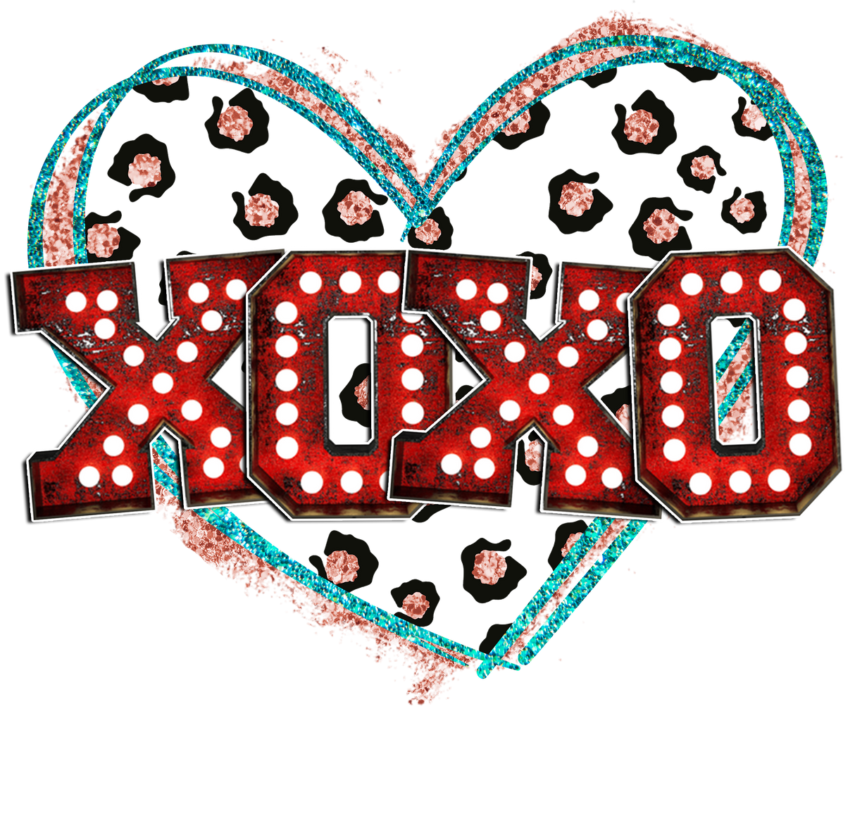 "XOXO Leopard Heart" DTF TRANSFER