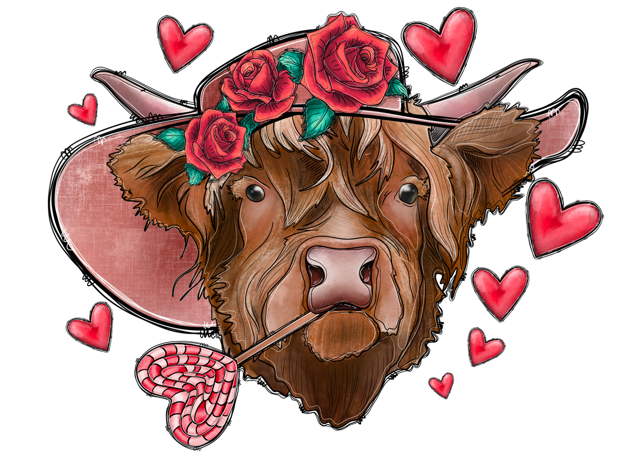 "Valentines Day Cow" DTF TRANSFER