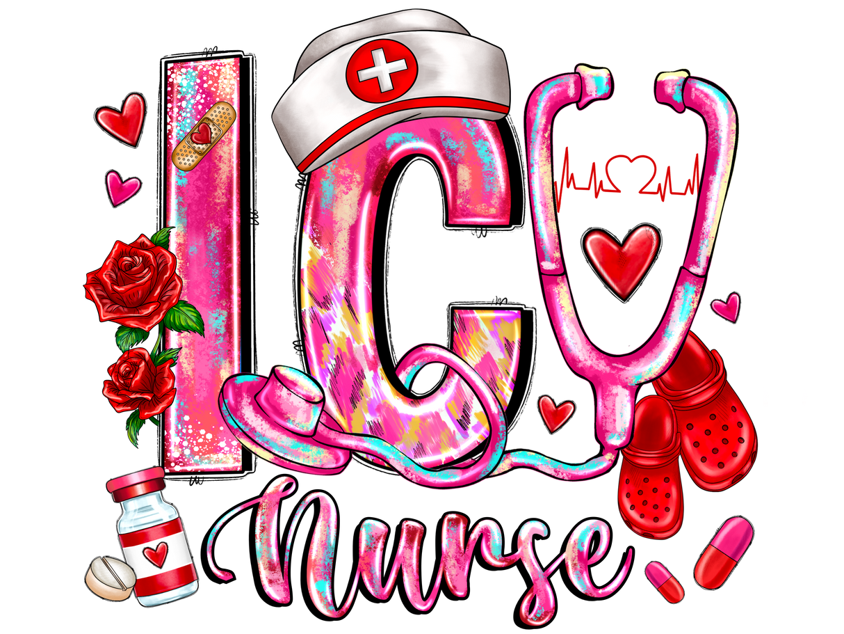 "Valentines Day ICU Nurse" DTF TRANSFER