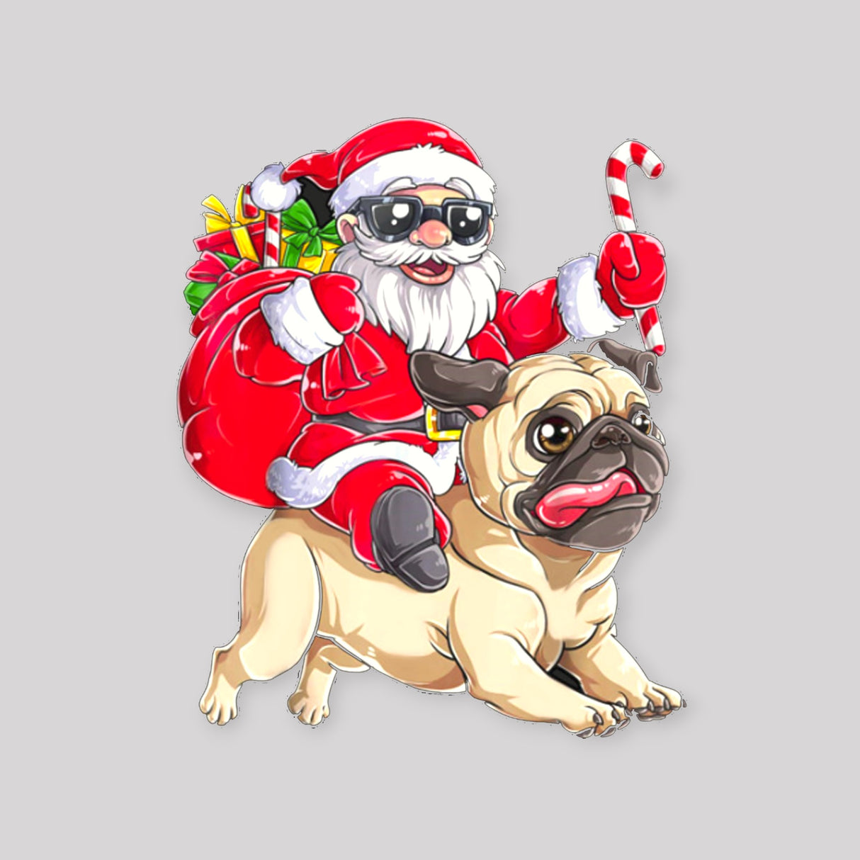 "Santa Riding a Pug" DTF Transfer